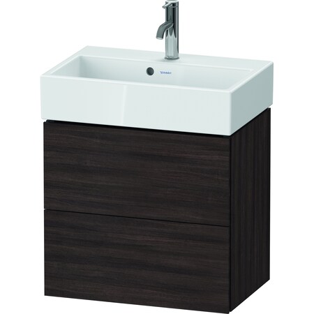 L-Cube Two Drawer Wall-Mount Vanity Unit Chestnut Dark